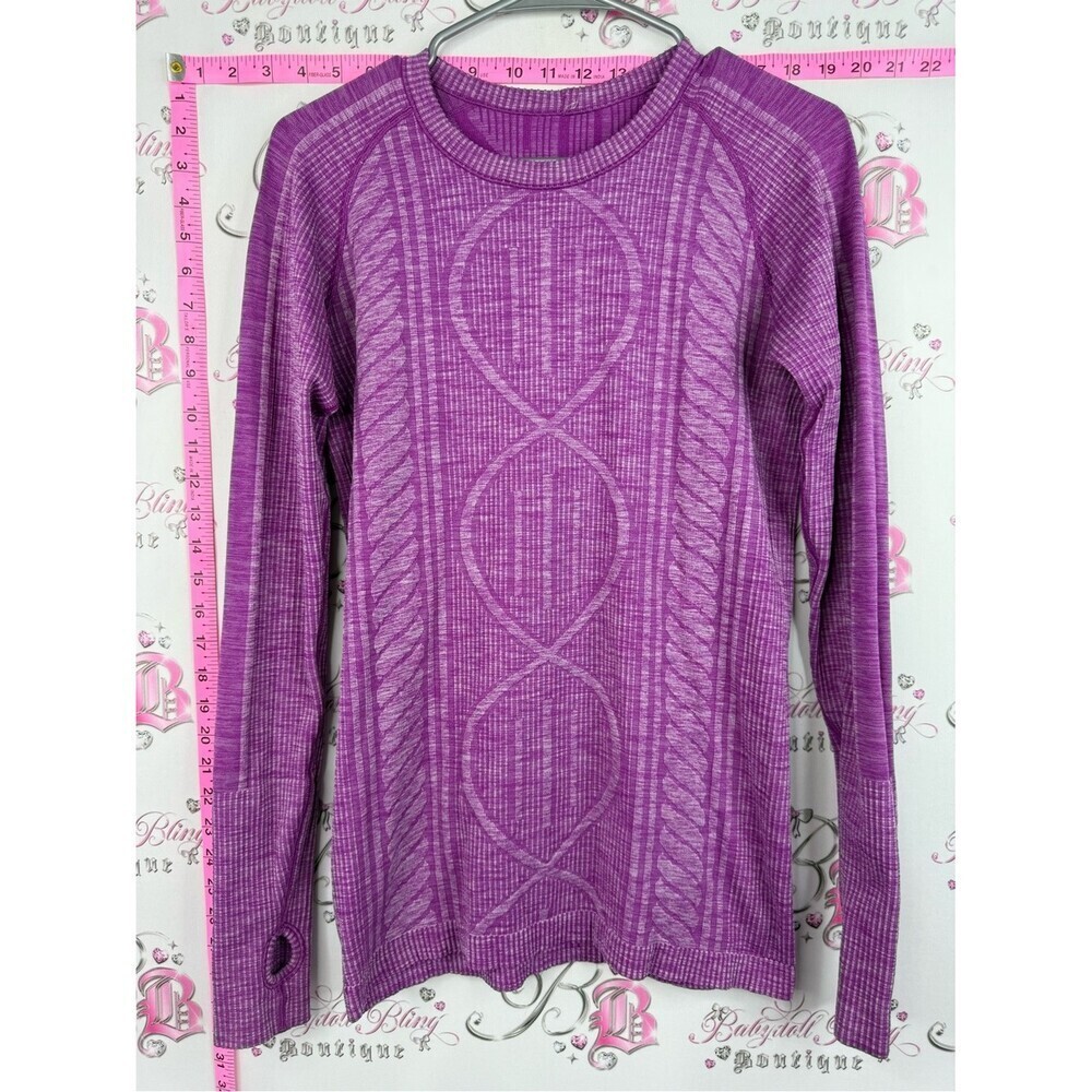 lululemon athletica shirt rare Purple Cable-Knit Long Sleeve Tee